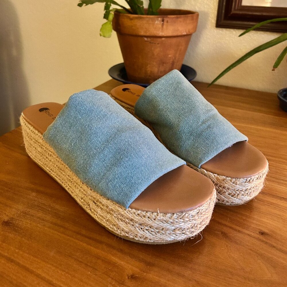 Comfortable big Buddha Women's Platform Espadrille Slide Sandal Women's Size 9.5